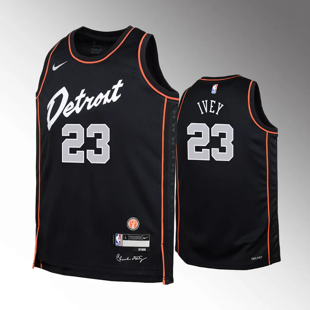 Youth Detroit Pistons #23 Jaden Ivey 2023-24 City Edition Swingman Black Jersey