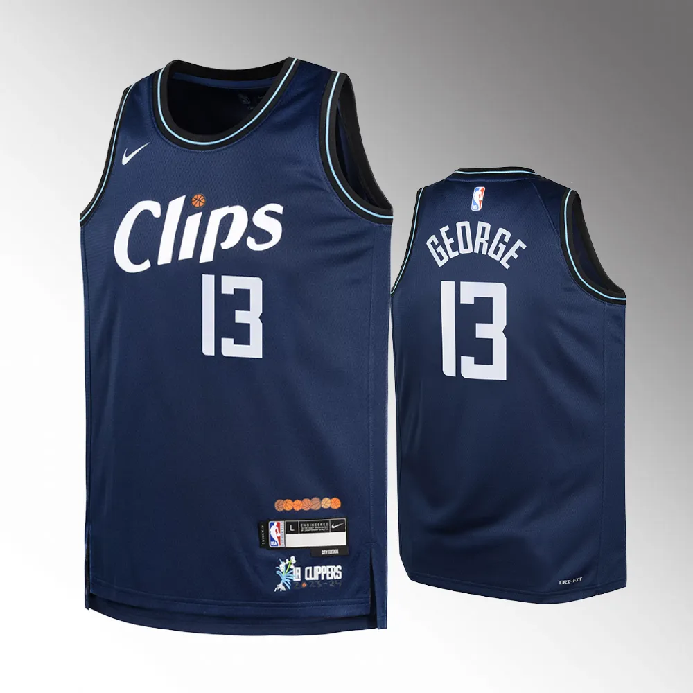 Youth Los Angeles Clippers #13 Paul George 2023-24 City Edition Swingman Navy Jersey