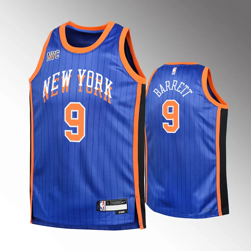 Youth New York Knicks #9 RJ Barrett 2023-24 City Edition Swingman Blue Jersey