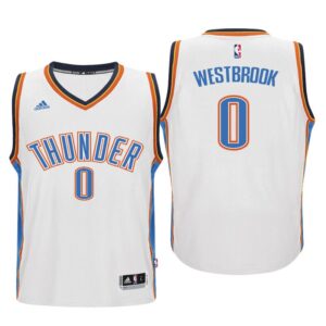 Youth Oklahoma City Thunder #0 Russell Westbrook New Swingman Home White Jersey