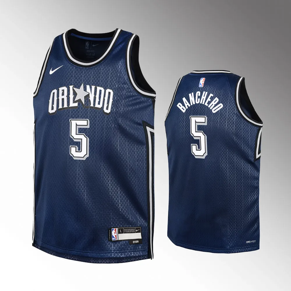 Youth Orlando Magic #5 Paulo Banchero 2023-24 City Edition Swingman Navy Jersey