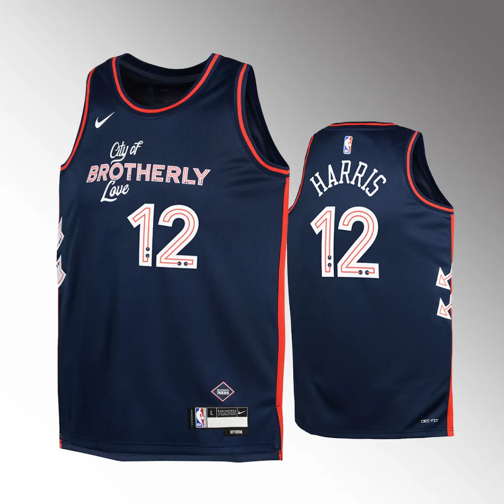 Youth Philadelphia 76ers #12 Tobias Harris 2023-24 City Edition Swingman Navy Jersey