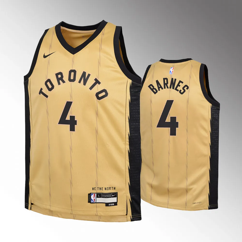 Youth Toronto Raptors #4 Scottie Barnes 2023-24 City Edition Swingman Gold Jersey